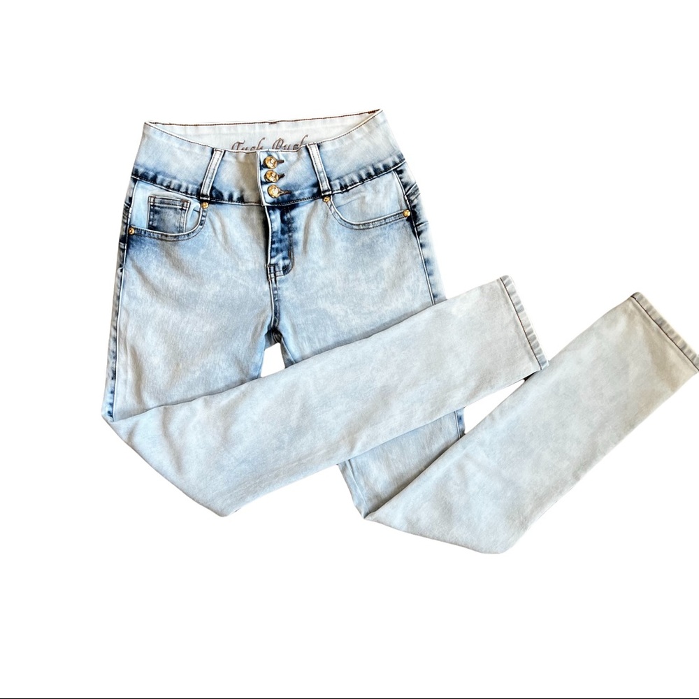 Tush Push Bleached/Acid Wash Skinny Leg Stretch Jeans JR size 7